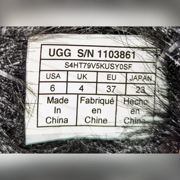 UGG Amary Black Faux Fur Slipper Bootie Size 6 - Picture 8 of 9